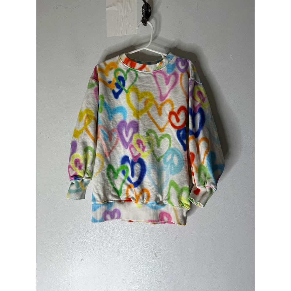 Molo Organic Cotton Monti Hearts Sweatshirt Rainbow Peace Colorful girls 4 (116)